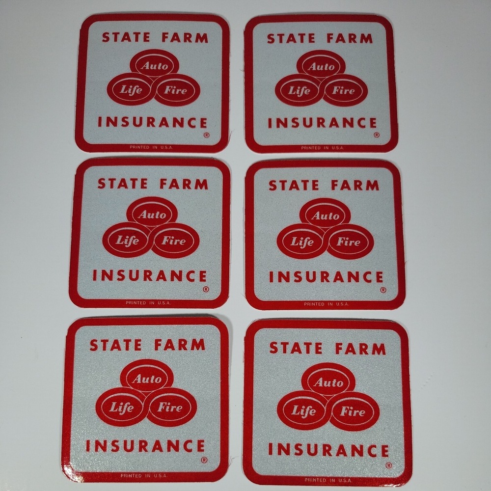 State Farm Insurance LARGE Reflective Bumper Stickers Decal Lot Of 6 Vintage